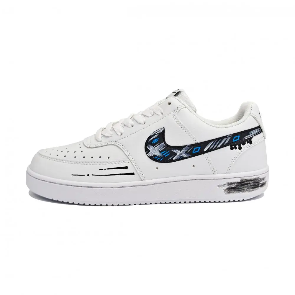 Nike Court Vision XO Cushioning, Wear Resistant Low Top Skateboard Shoes Unisex White Blue Black