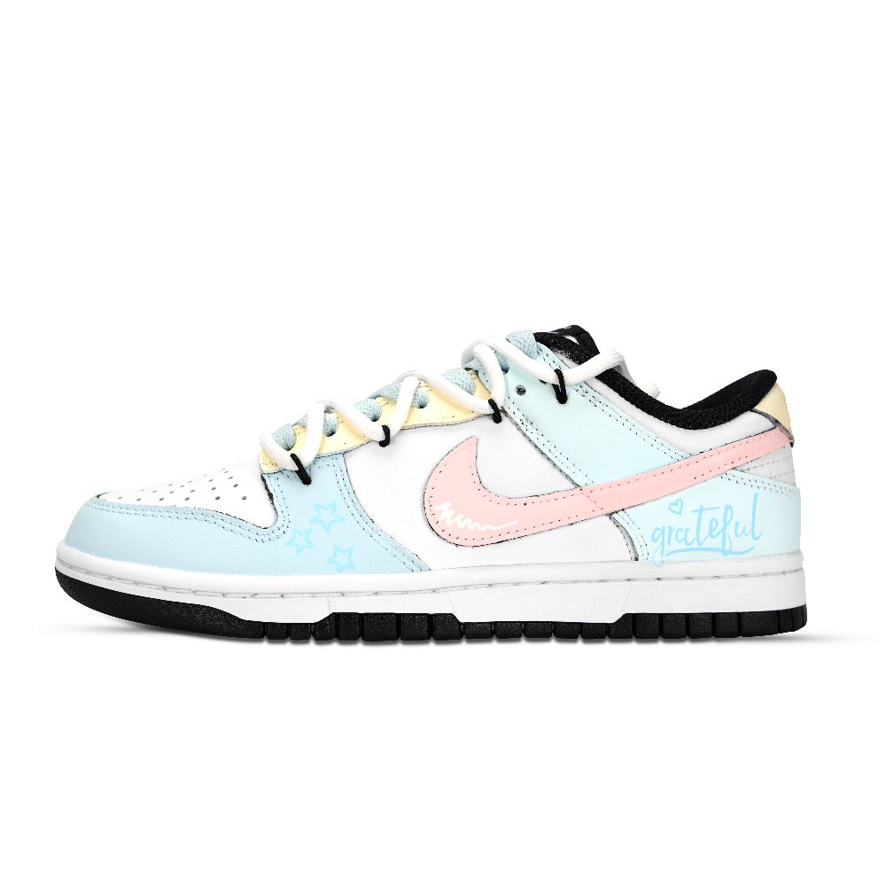 Nike Dunk Anti Slip Wear Resistant Low Top Skateboard Shoes Unisex Blue Yellow Pink