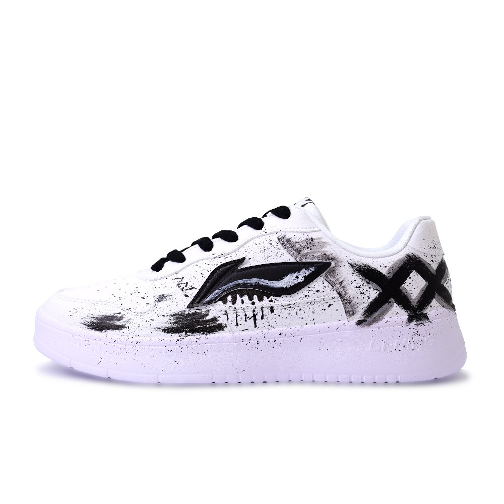 LiNing Pontoon Boats Abrasion Resistant, Lightweight, And Breathable Low Top Skateboard Shoes Unisex Black White Gray