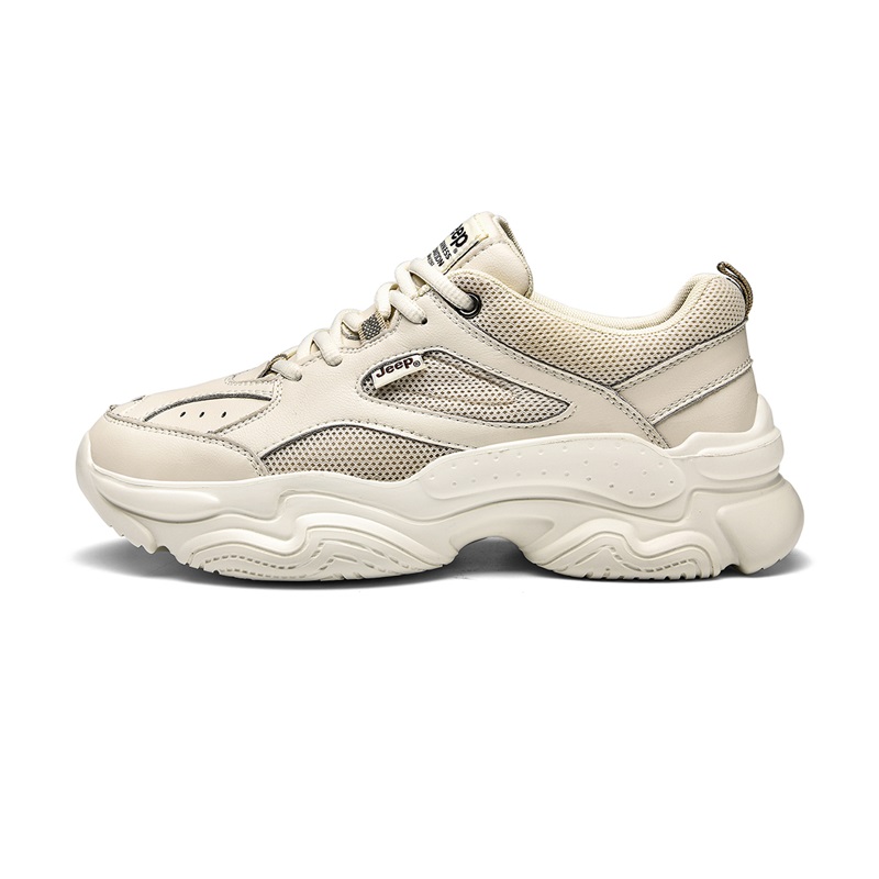 Jeep Wear-Resistant Low-Top Casual Running Shoes Men's Ecru