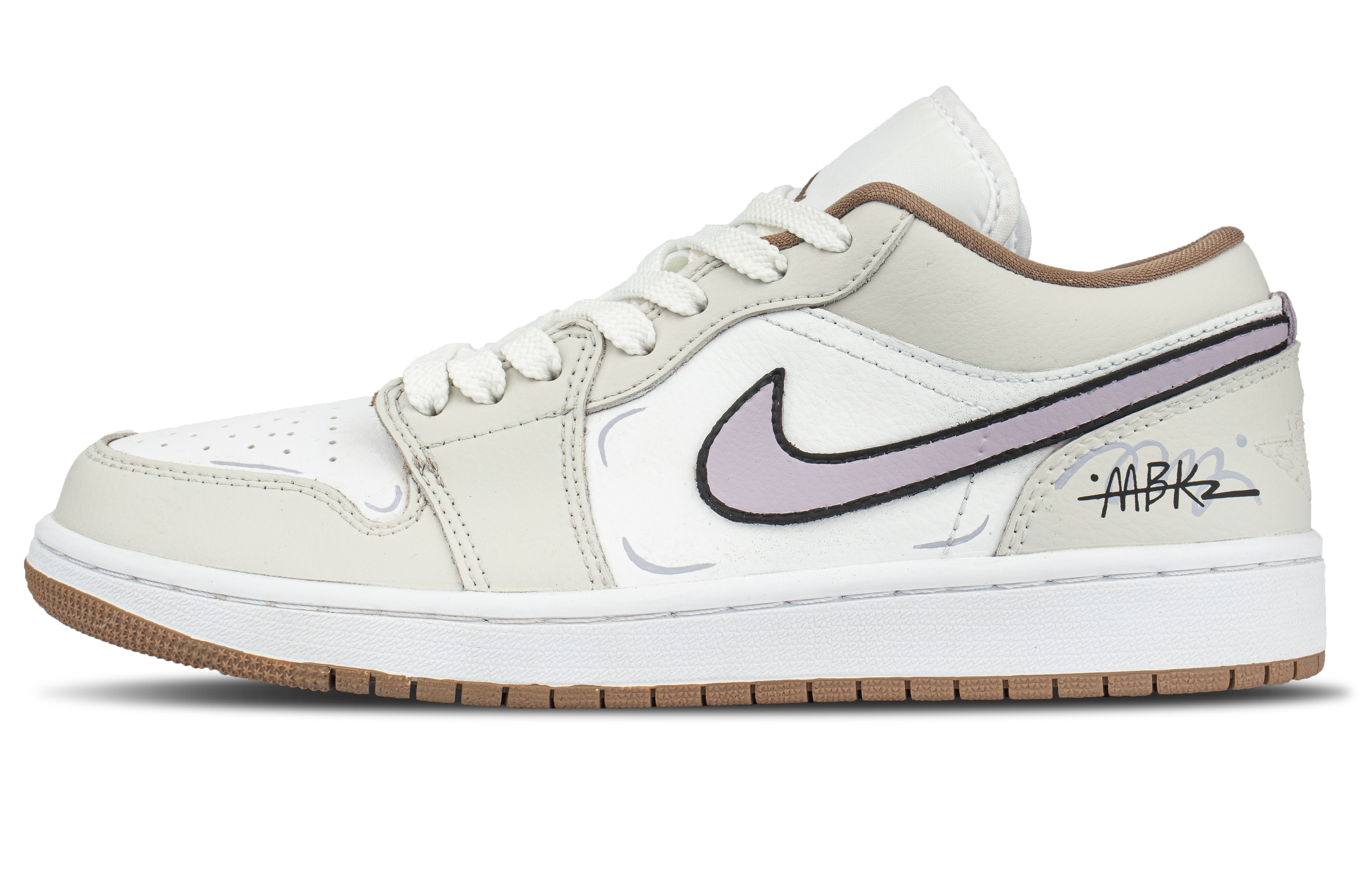 Jordan Air Jordan 1 Cushioning Low top Vintage Basketball Shoes Unisex Beige
