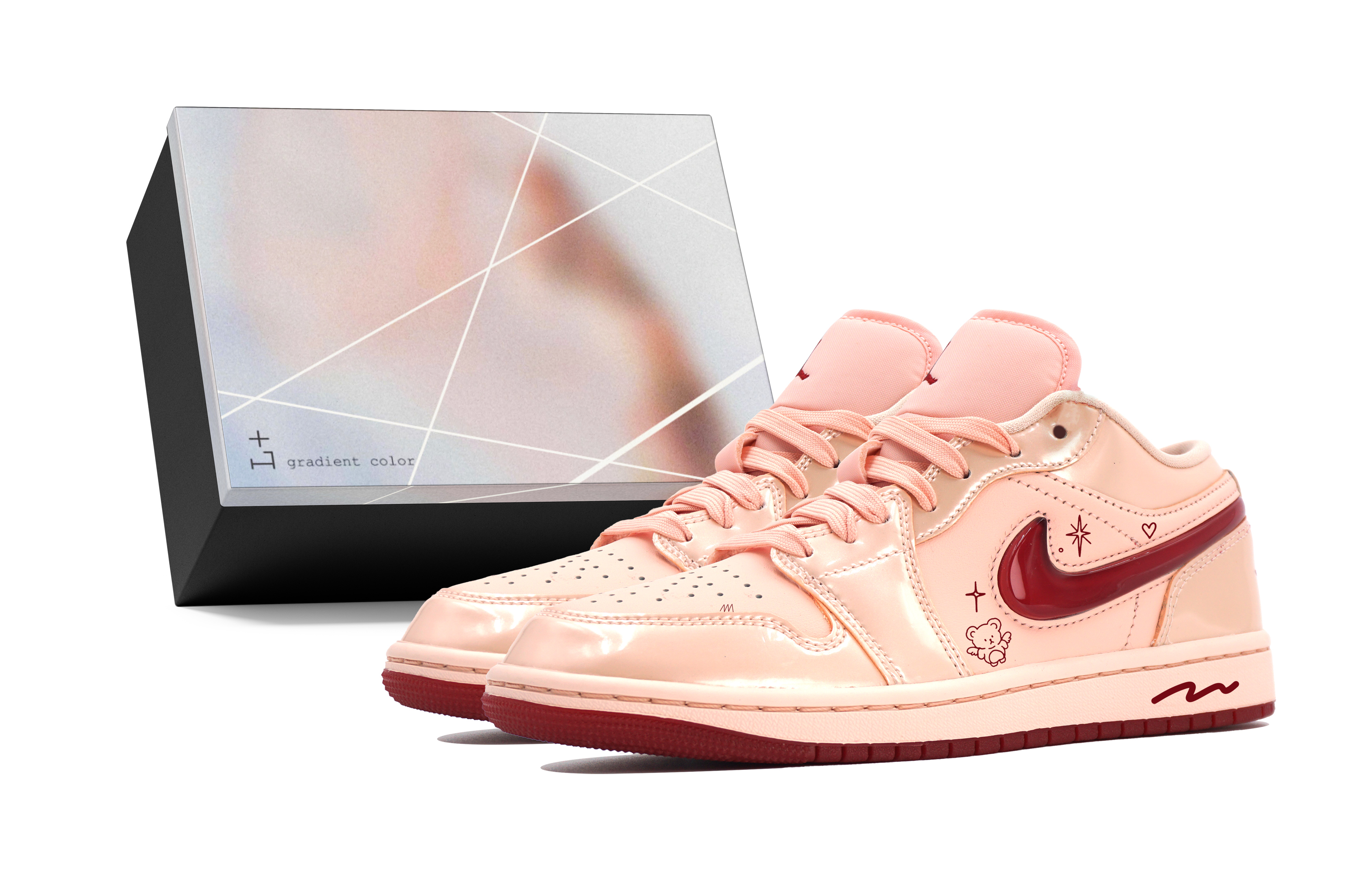 Jordan Air Jordan 1 Anti Slip Wear Resistant Low Top Vintage Basketball Shoes Women's Pink