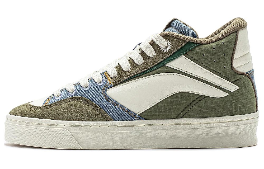 LiNing Wave Slip Resistant Shock Absorbers Mid top Skateboard Shoes Men's Green Gray