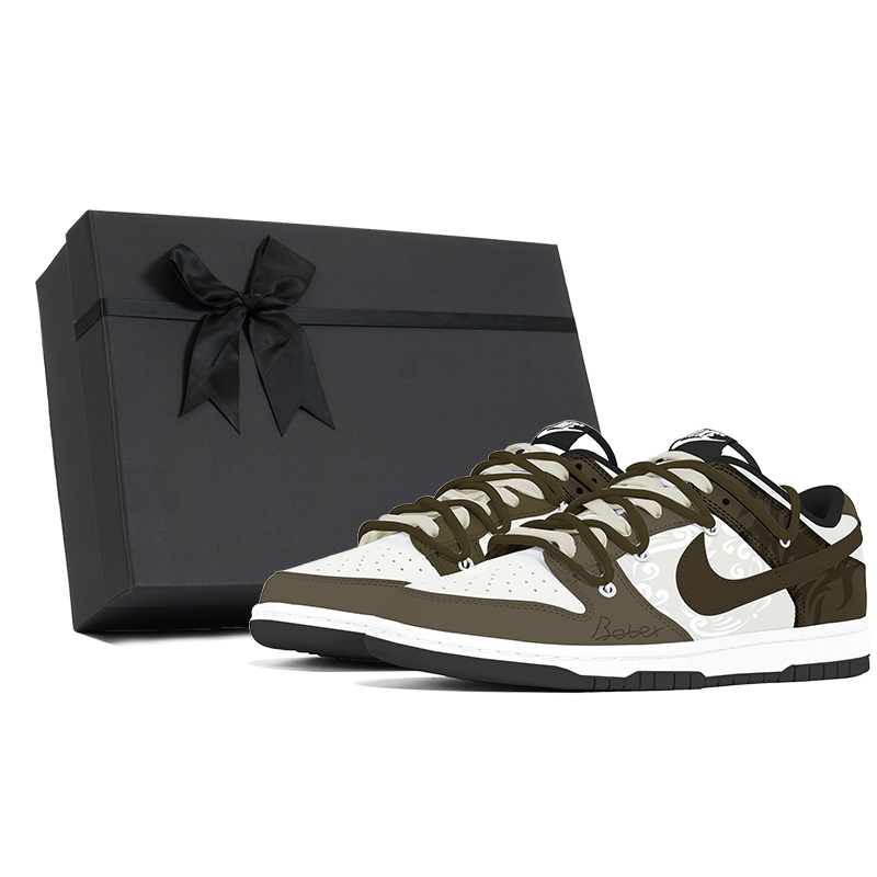 Nike Dunk Dust Collection Slip Resistant, Abrasion Resistant, Lightweight Low Top Skateboard Shoes Unisex White Brown