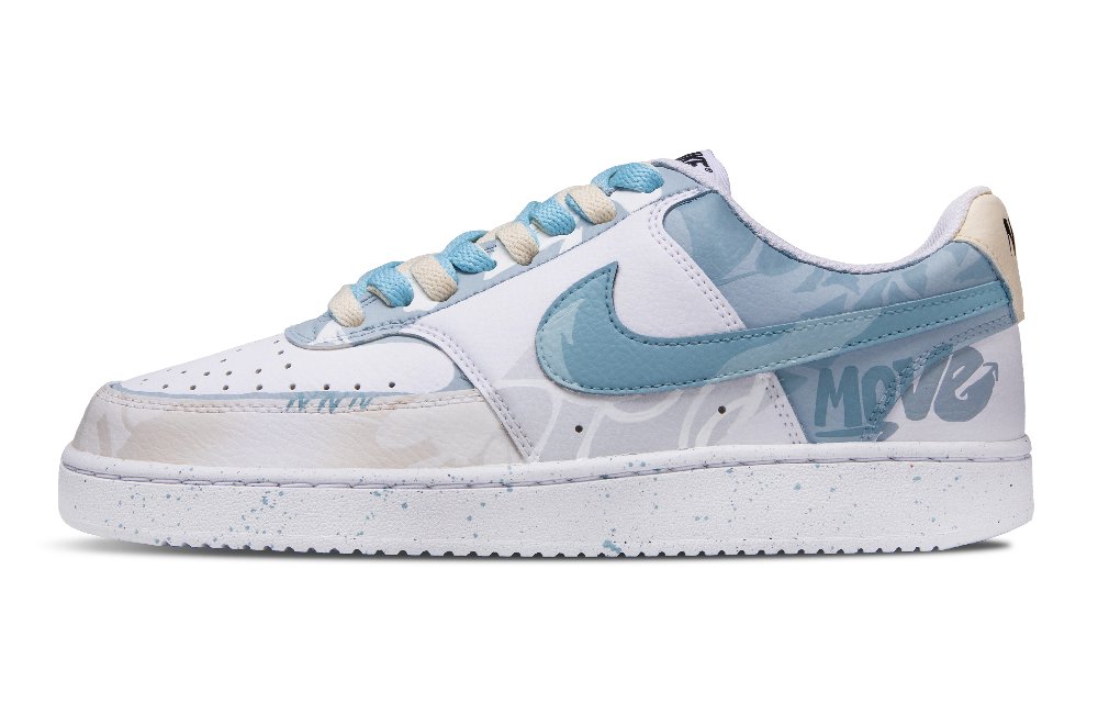 Nike Court Vision 1 Low Top Skateboard Shoes Women's Yellow Blue