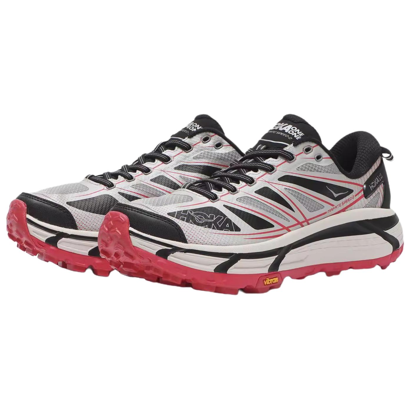 HOKA ONE ONE Mafate Speed 2 Anti Slip Wear Resistant Low Top Running Shoes Unisex Gray Red купить в интернет-магазине Yoocart с быстрой доставкой по России.