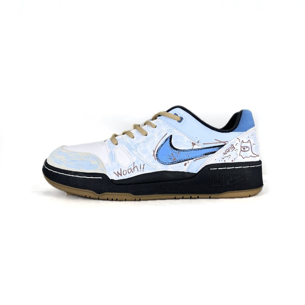 Nike Full Force Slip Resistant Quick Dry Abrasion Resistant Low Top Skateboard Shoes Men's Light Blue