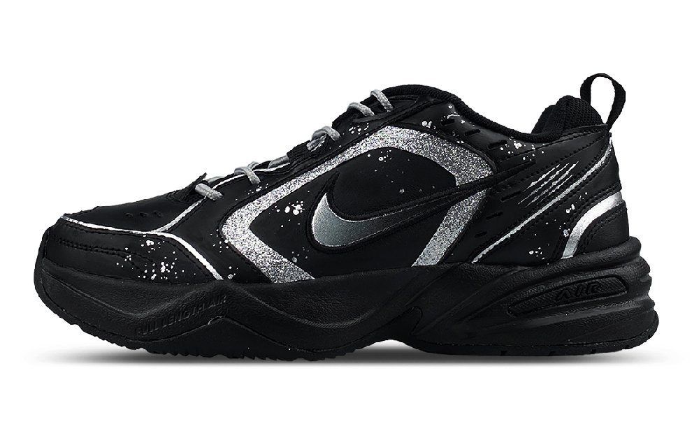 Nike Air Monarch 4 Slip Resistant Low Top Chunky Sneakers Unisex Black Silver