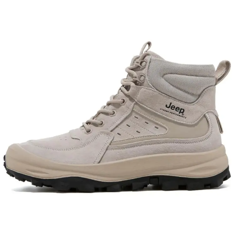 Jeep Cushioning Wear-Resistant High-Top Trekking Shoes Men's Sand