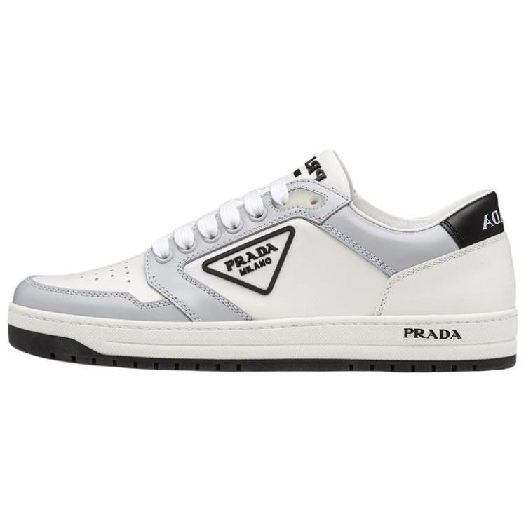 PRADA District Leather Sneakers 'White Grey' Women's