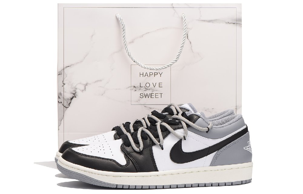 Jordan Air Jordan 1 Slip-Resistant Coverage Low-Top Vintage Basketball Shoes Men's Black Gray
