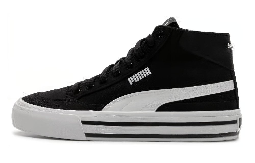 PUMA Court Classic Vulc Mid-Top Skateboard Shoes Unisex Black White
