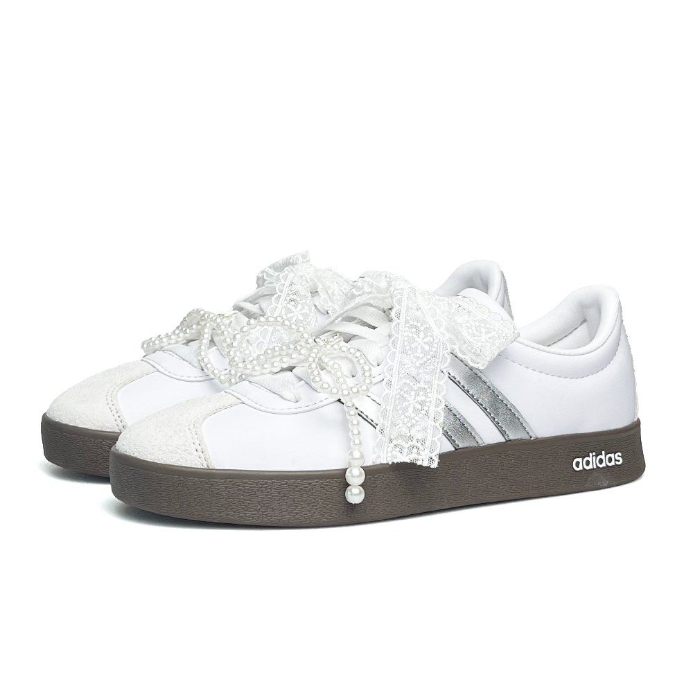 Adidas Neo VL Court 2.0 WAO Anti Slip Wear Resistant Low Top Skateboard Shoes Unisex White Silver