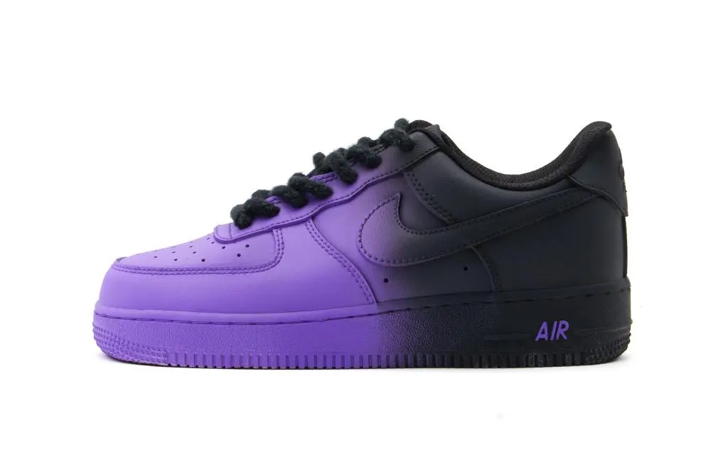 Nike Air Force 1 Abrasion Resistant Height Increasing Low top Skateboard Shoes Unisex Black Purple
