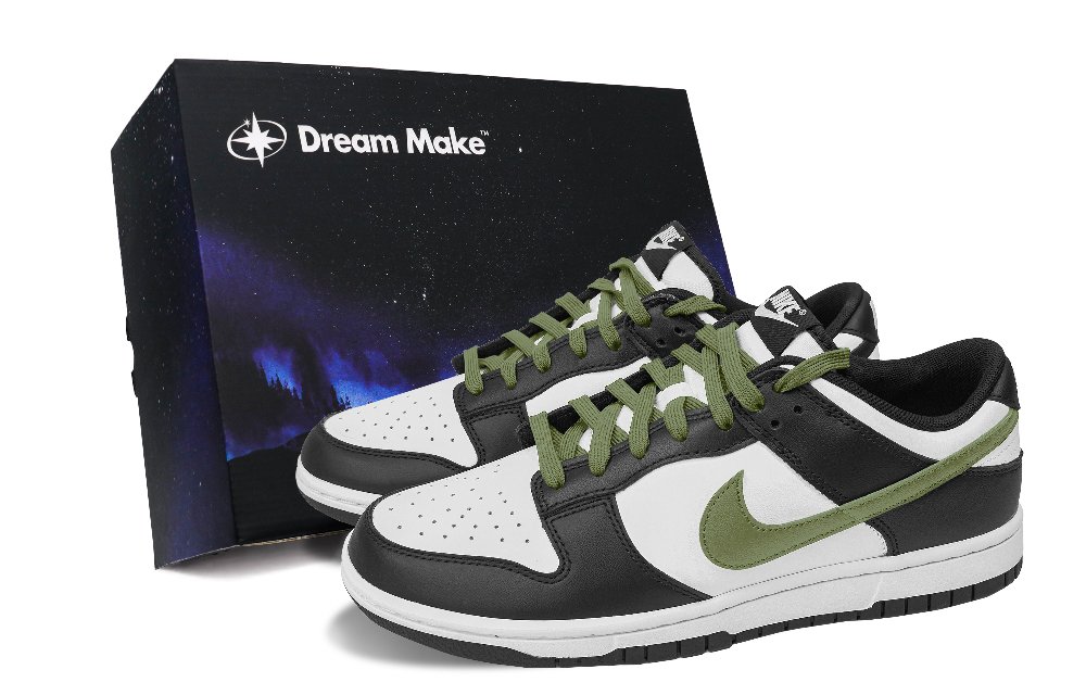 Nike Dunk Anti-Slip Wear-Resistant Low-Top Skateboard Shoes Unisex Black White Green