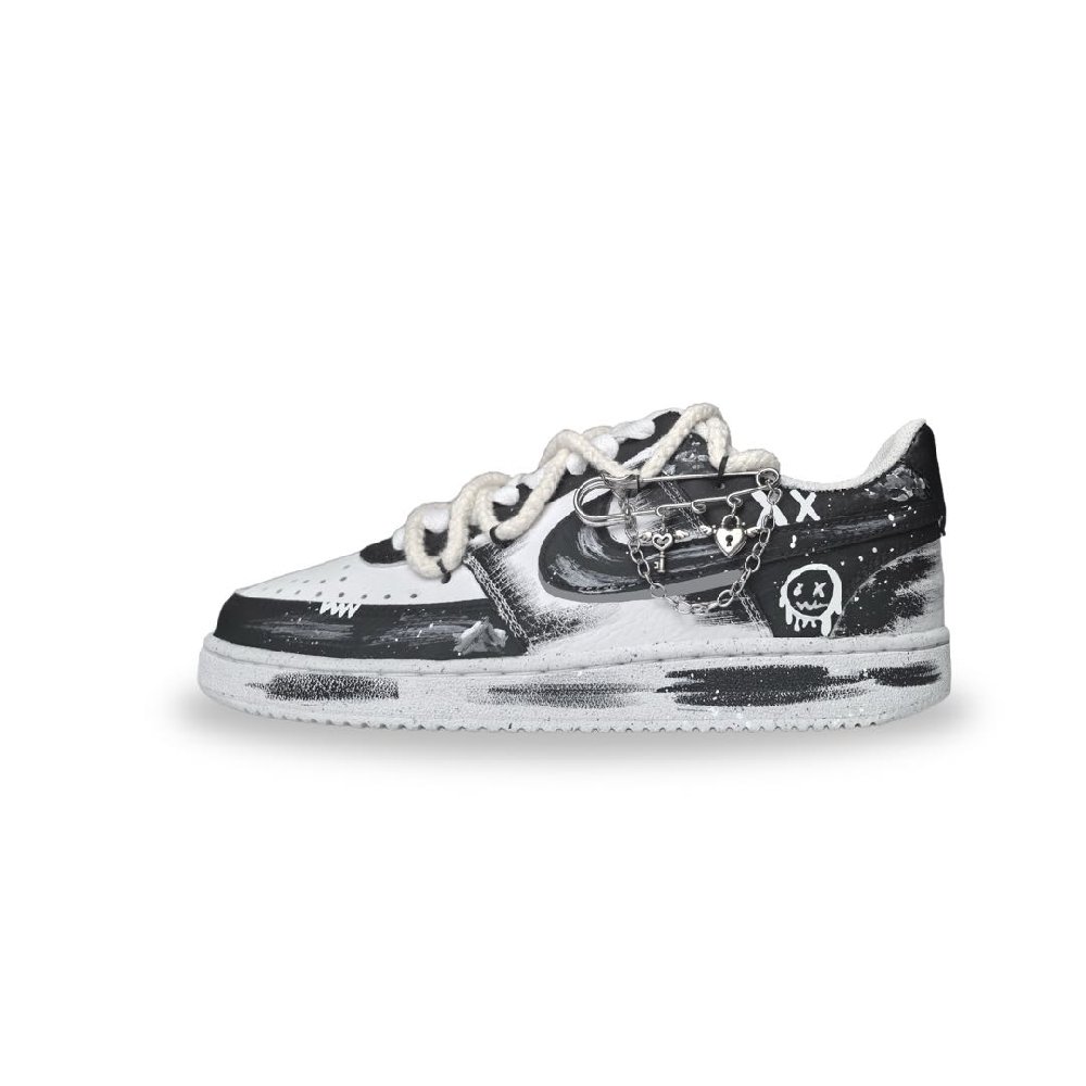 Nike Court Vision 1 Anti-Slip Wear-Resistant Low-Top Skateboard Shoes Men's Black White