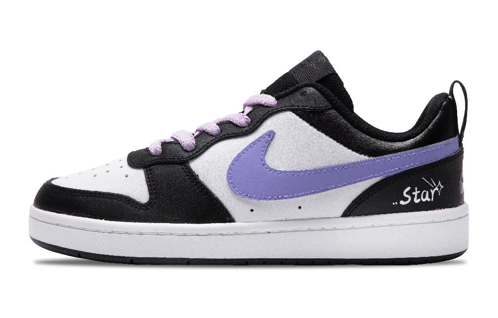 Nike Court Borough Purple Star Whisper Non slip Lightweight Low Top Skateboard Shoes GS Purple White