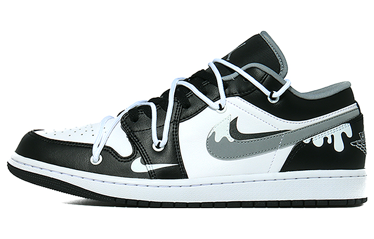 Jordan Air Jordan 1 Cushioning Wear-Resistant Low-Top Basketball Shoes Unisex Black White Gray