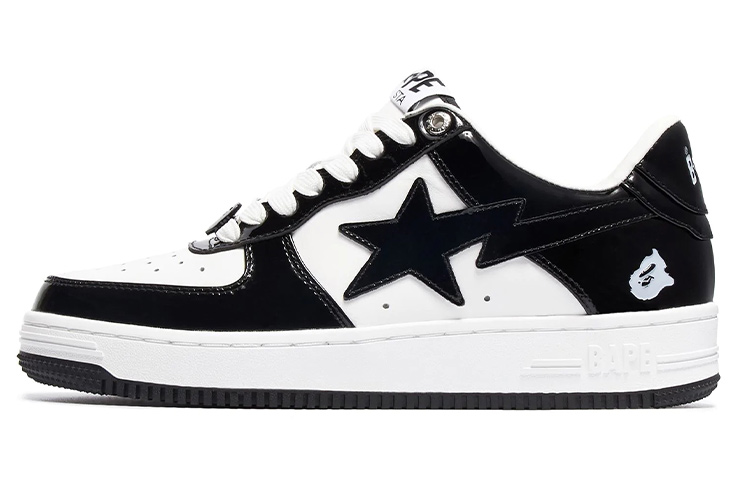 A BATHING APE Bape Sta Patent Leather Black White
