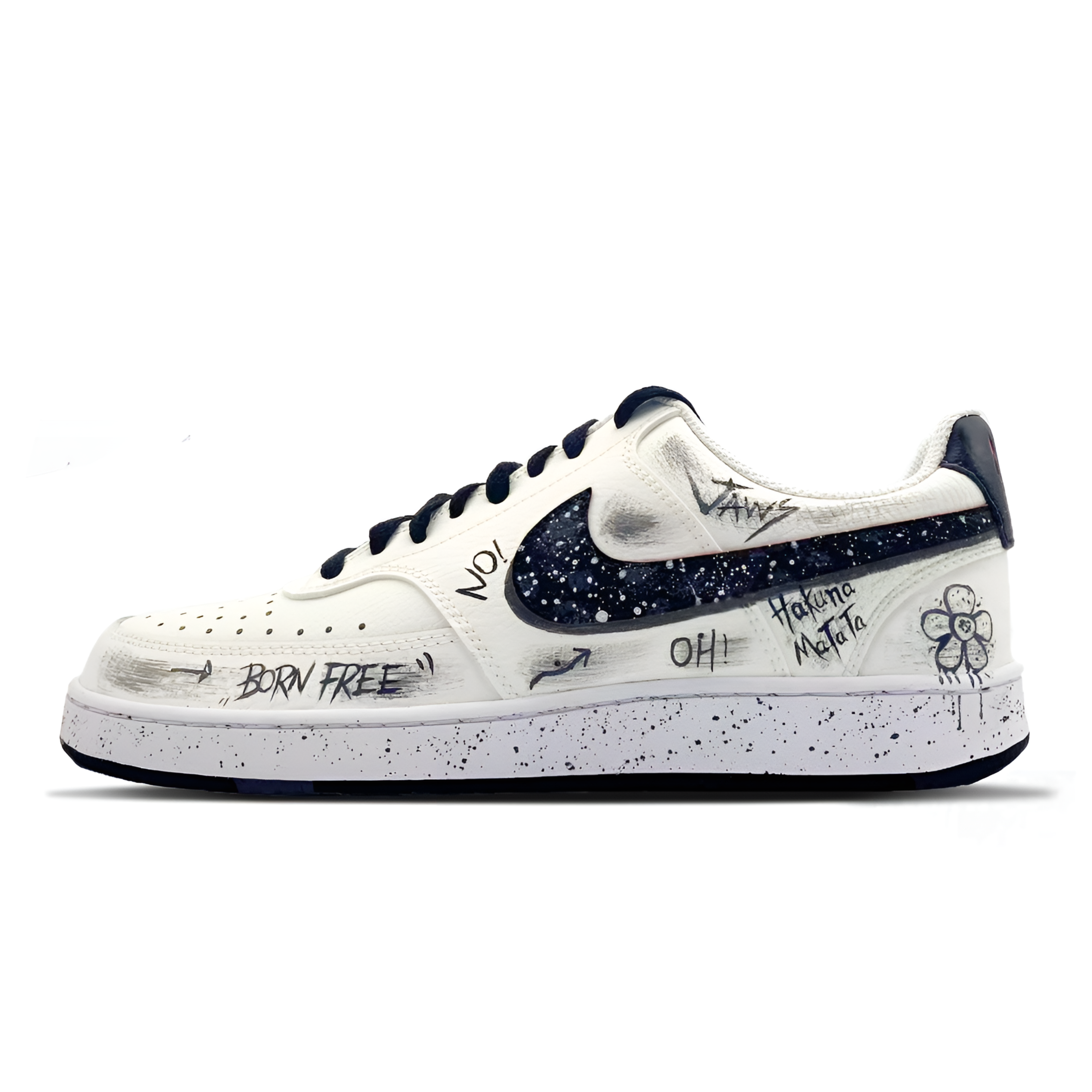 Nike Court Vision 1 Wild Ink Slip Resistant Abrasion Resistant Low top Skateboard Shoes Men's Beige Black