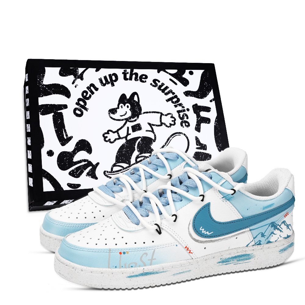 Nike Court Vision 1 Adventure Journal Abrasion Resistant Low Top Skateboard Shoes Men's Blue White