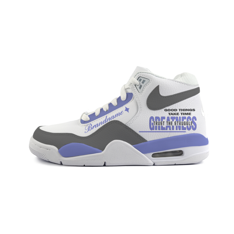 Nike Flight Legacy Anti-Slip Wear-Resistant Mid-Top Vintage Basketball Shoes Unisex White Gray Purple