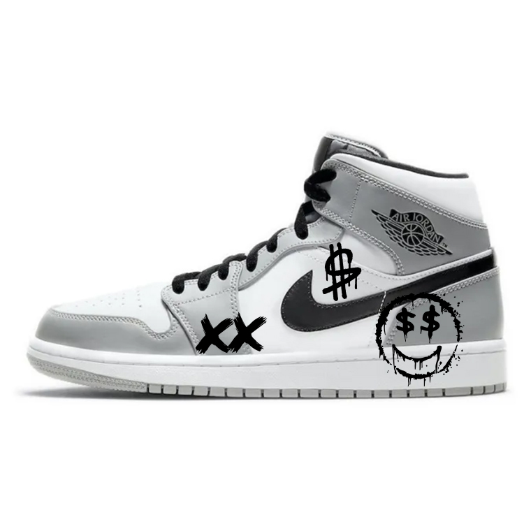 Jordan Air Jordan 1 Cushioning Anti-Slip And Wear-Resistant Mid-Top Vintage Basketball Shoes Men's Smoke Gray