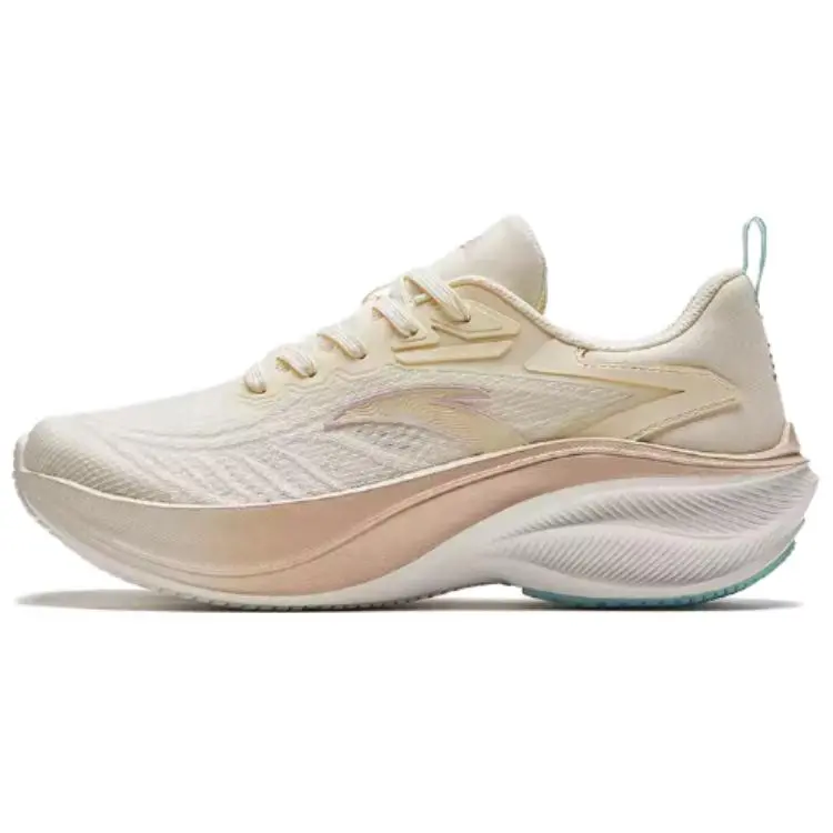 Anta Shock Absorbers Slip Resistant Low top Running Shoes Women's Light Beige White