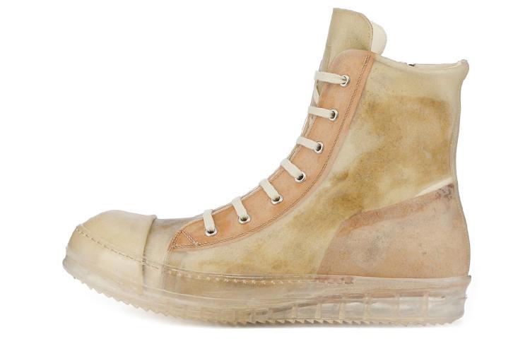 RICK OWENS/RO Edfu High-Top Stylish Skateboarding Shoes Men's Beige Umber Vintage Version