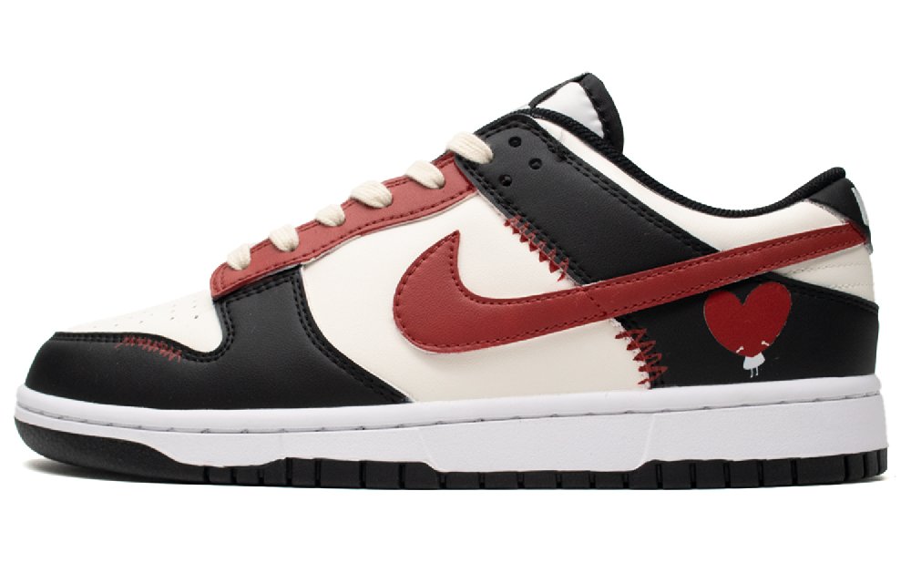 Nike Dunk Low Embraces Love Anti Slip Wear Resistant Low Top Skateboard Shoes Unisex Black White Red