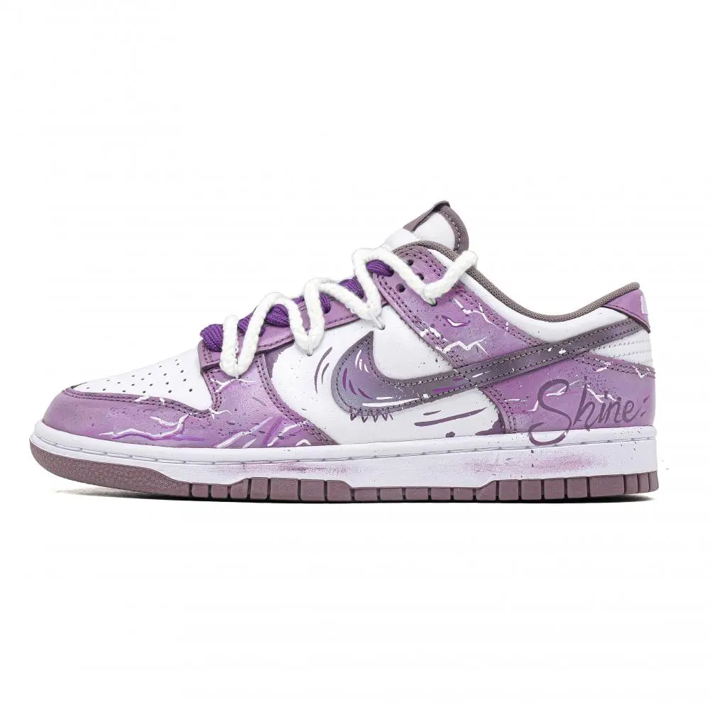 Nike Dunk Abrasion Resistant Low top Skateboard Shoes Unisex Purple White