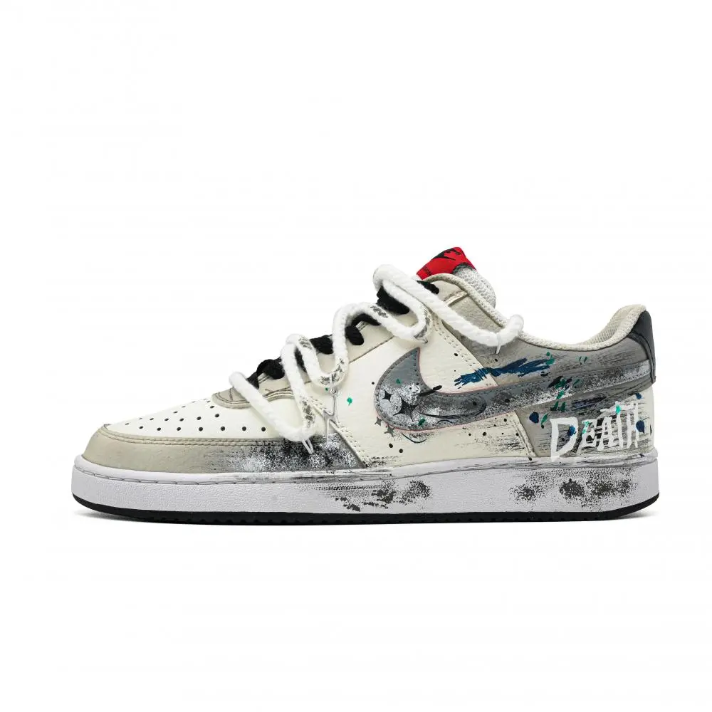 Nike Court Vision 1 Boundless Wear resistant And Lightweight Low Top Skateboard Shoes Men's White Black