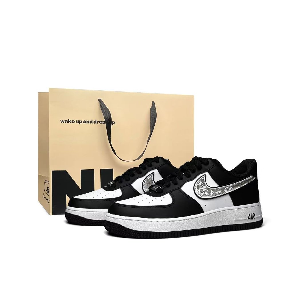 Nike Air Force 1 Abrasion Resistant, Lightweight, And Breathable Low top Skateboard Shoes Unisex Black White
