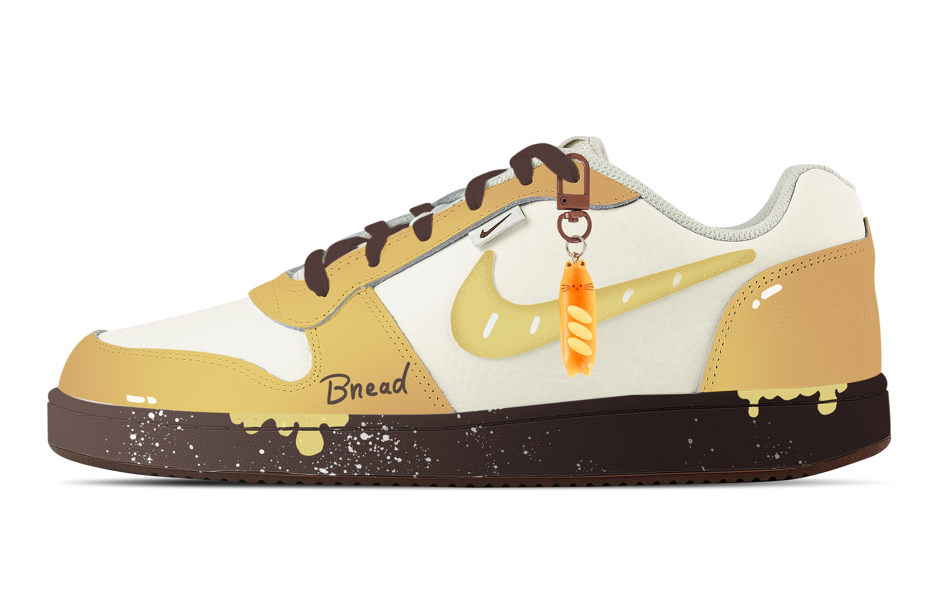 Nike EBERNON Cream Baguette Abrasion Resistant Low top Skateboard Shoes Men's Yellow Brown