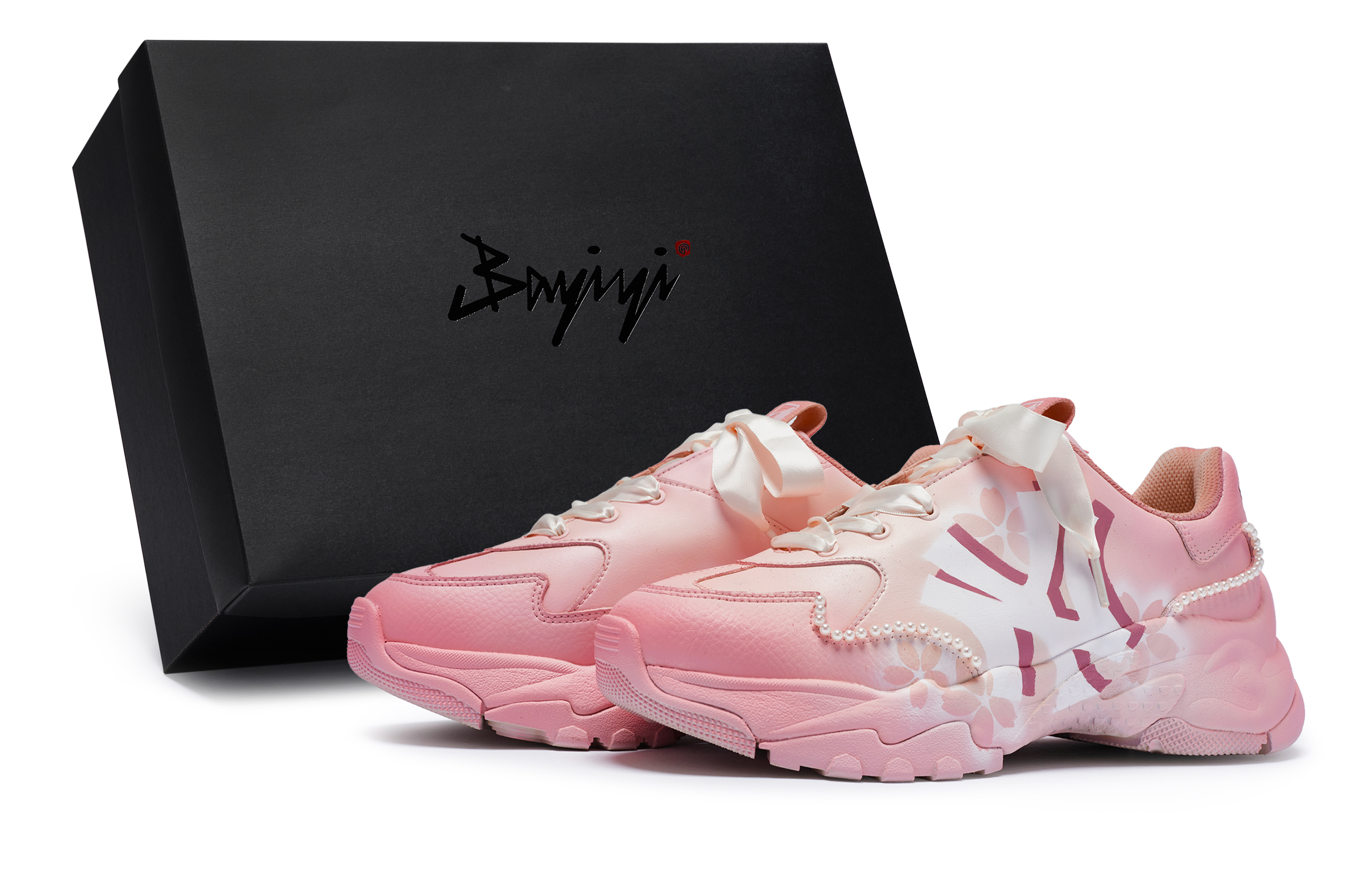 MLB Big Ball Chunky Sneakers Unisex Low top Pink White