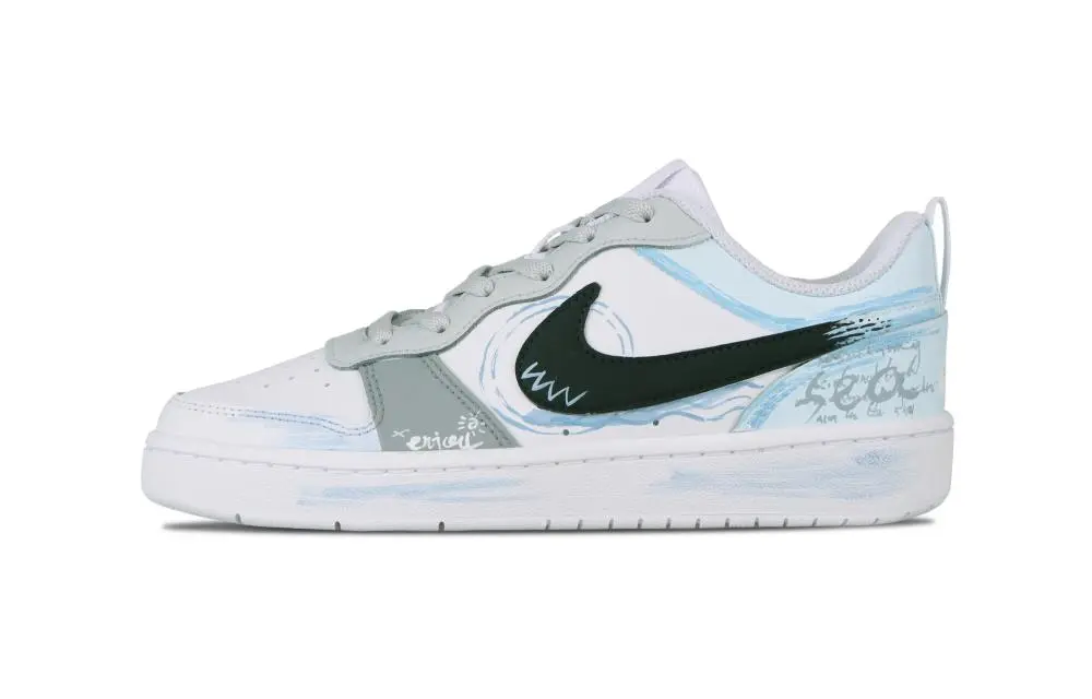 Nike Court Vision 1 Sea's Message Approx Abrasion Resistant Low top Skateboard Shoes Unisex Blue Gray