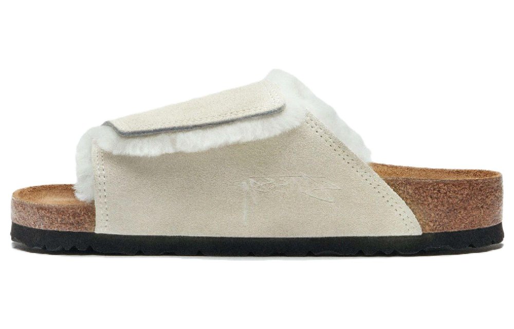 Birkenstock Solana Shearling Slide Stussy Bone