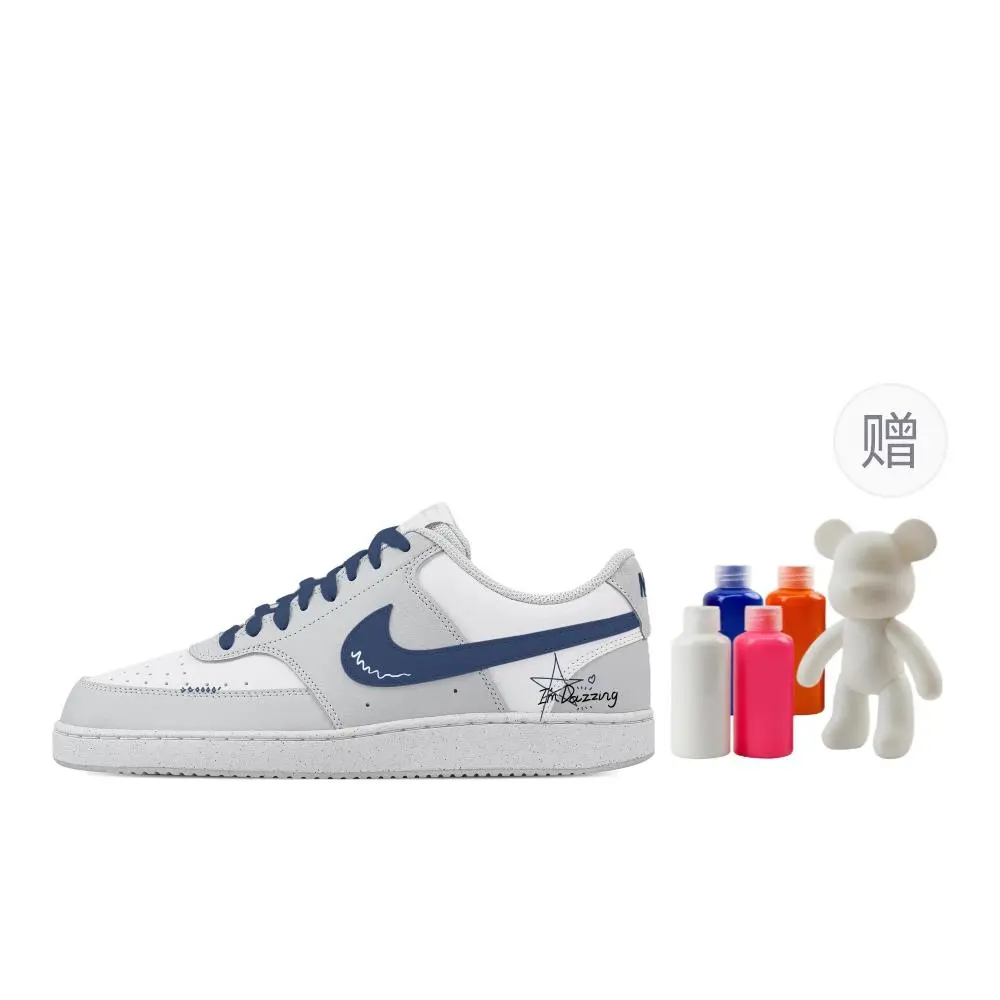 Nike Court Vision Starry Sea Abrasion Resistant Low top Skateboard Shoes Men's White Blue