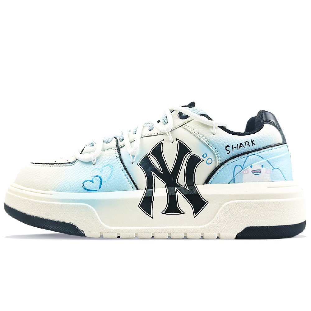 MLB New York Yankees Wear-Resistant Height Increasing Low-Top Skateboard Shoes Unisex Blue White