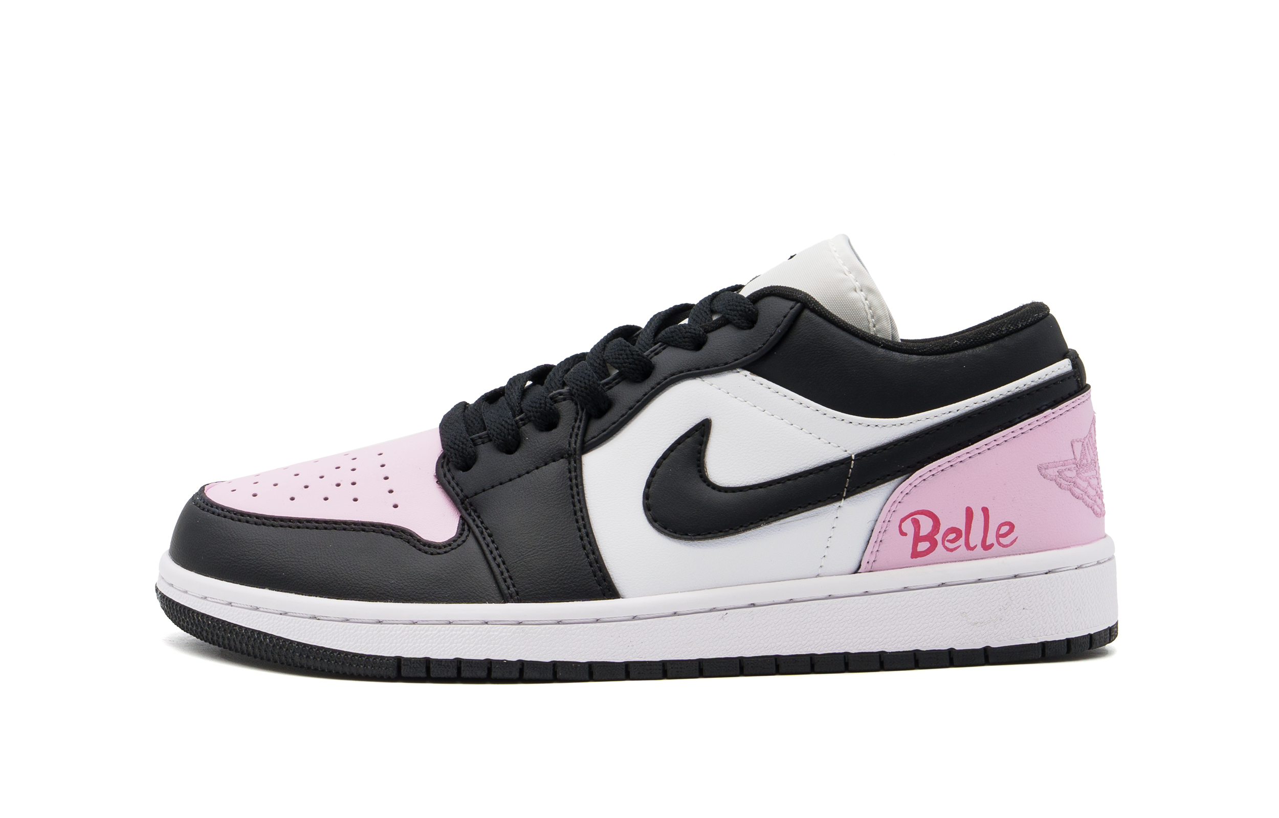 Jordan Air Jordan 1 Abrasion Resistant Low top Vintage Basketball Shoes Women's Black Pink