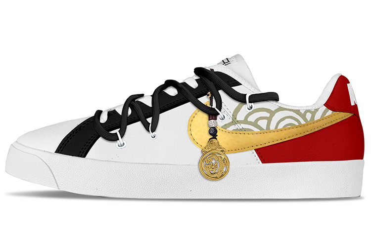 Nike Court Royale Ac Low-Top Skateboard Shoes Unisex Red Gold