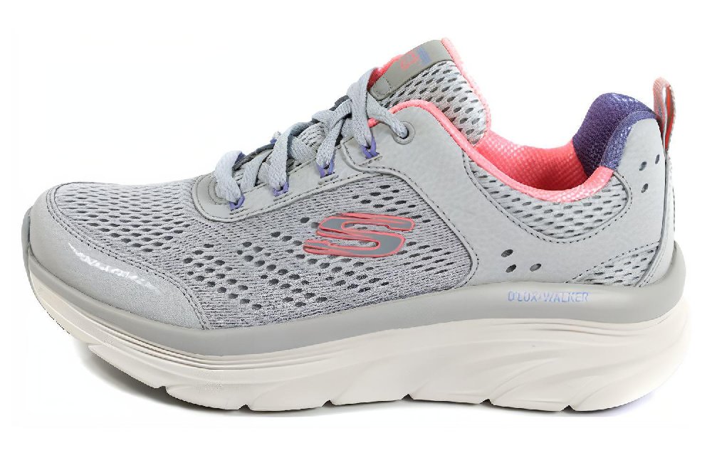 Skechers D'lux Walker Low Top Casual Shoes Women's Silver Pink