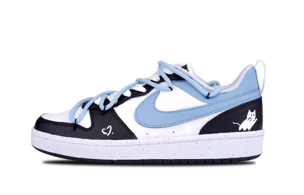 Nike Court Borough Series Anti Slip Wear Resistant Low Top Skateboard Shoes GS Black Blue