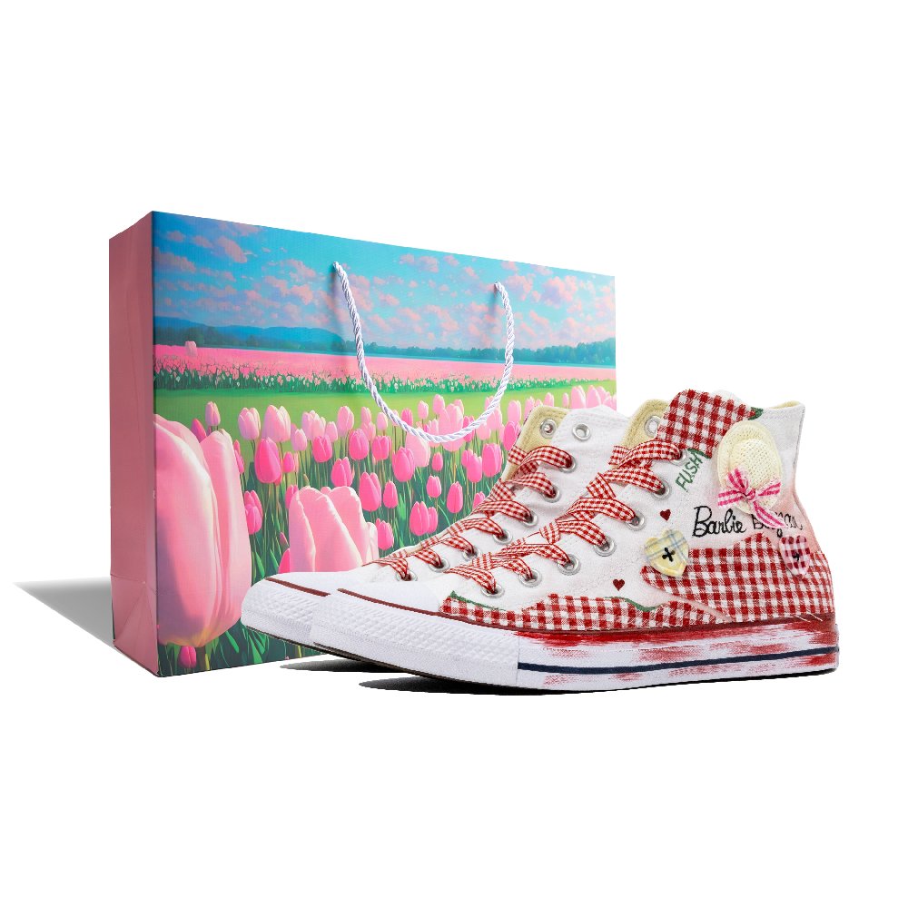 Converse Chuck Taylor Hi Fairy Tale, Shopping Bag Abrasion Resistant High Top Canvas Shoes Unisex White Pink