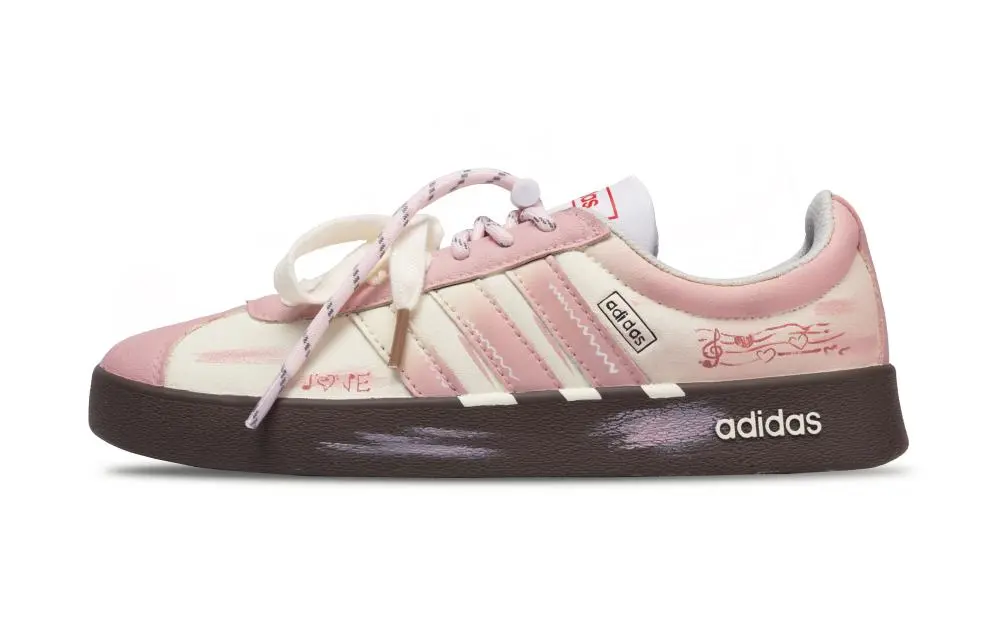 Adidas VL COURT 2.0 Shock Absorbers Abrasion Resistant Slip Resistant Low top Skateboard Shoes Women's Beige Pink Brown