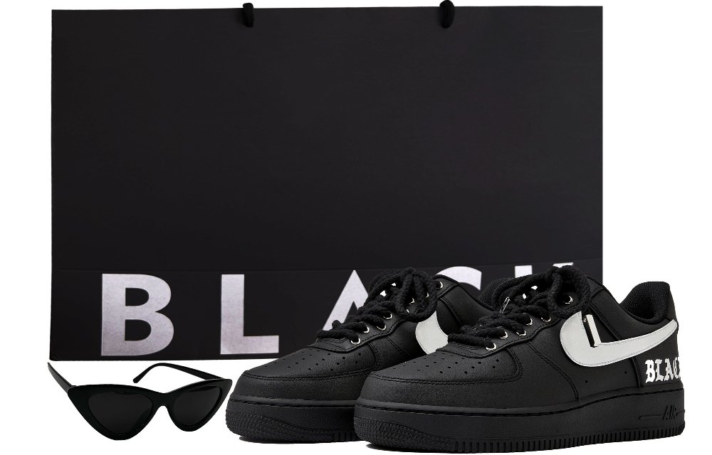 Nike Air Force 1 Slip-Resistant Coverage Low-Top Skateboard Shoes Women's Black Silver