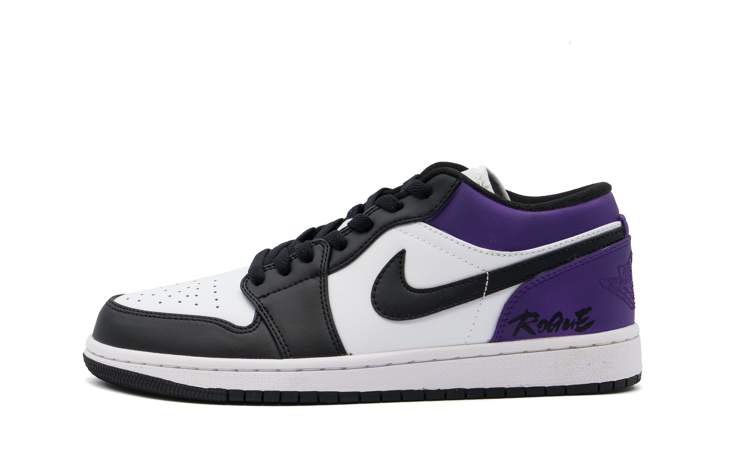 Jordan Air Jordan 1 Abrasion Resistant Low top Vintage Basketball Shoes Unisex Black Purple