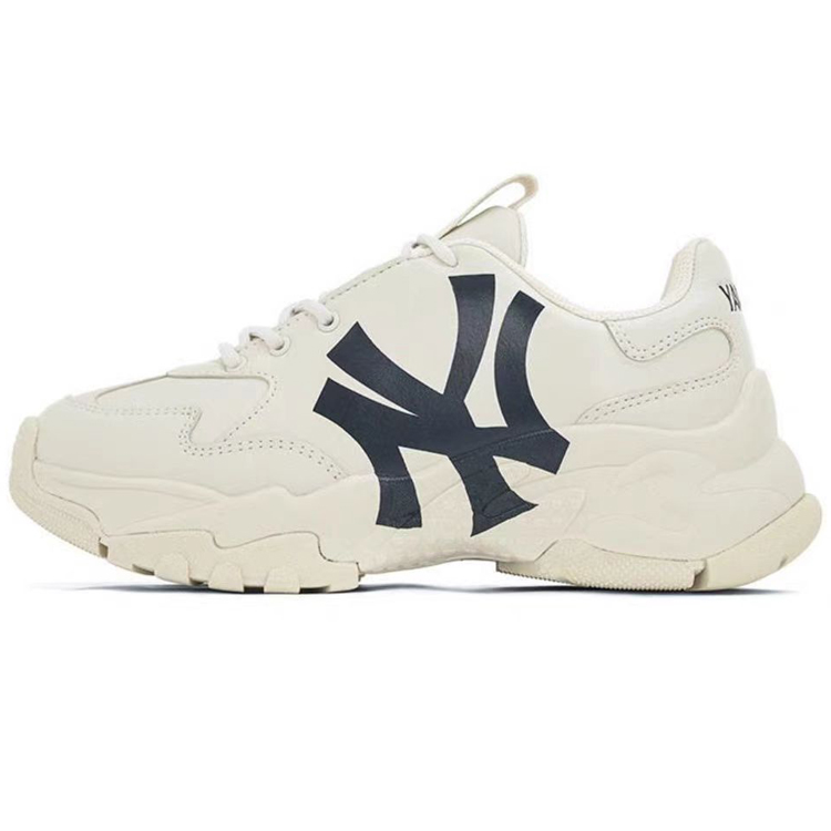 MLB Big Ball Chunky Anti-Slip Wear-Resistant Low-Top Chunky Sneakers Unisex Beige Yellow
