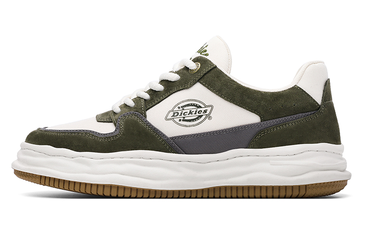 Dickies Slip-Resistant Cushioning Wear-Resistant Low-Top Skateboard Shoes Men's Army Green White