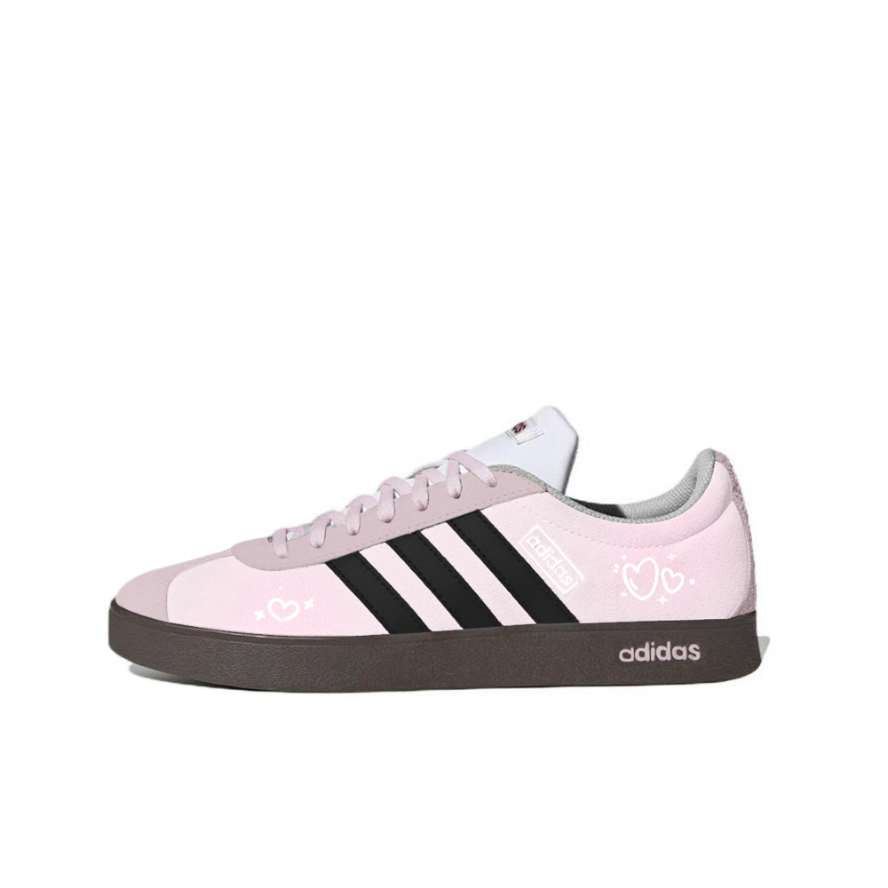 Adidas VL COURT 2.0 Abrasion Resistant Low Top Skateboard Shoes Unisex Pink